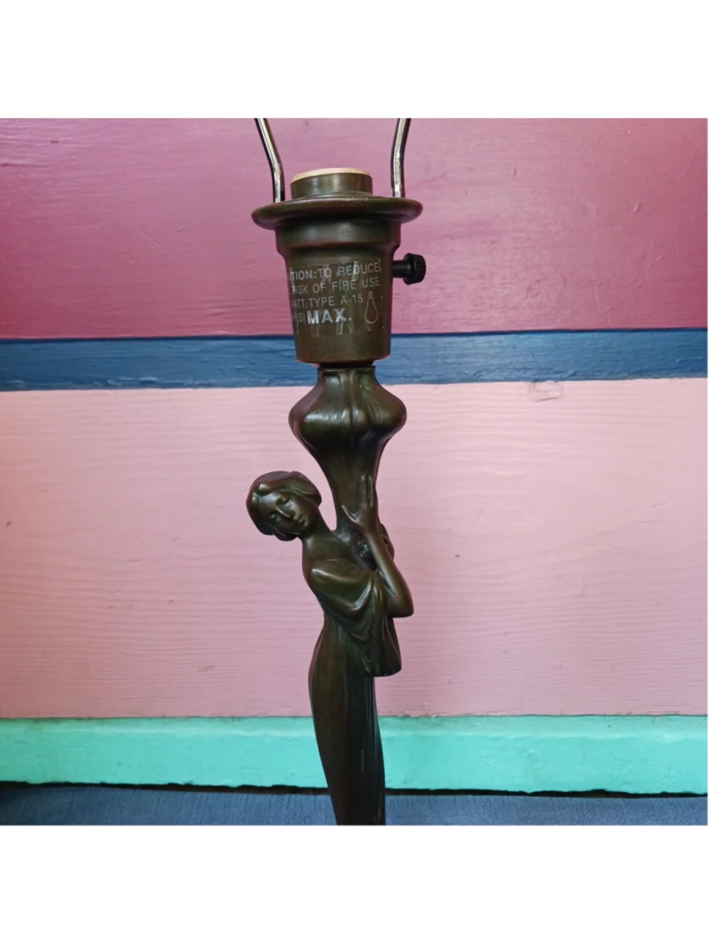 Art Nouveau Style Figural Lady Lamp Bronzed Metal 22